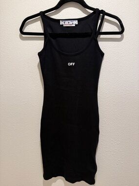 Off-White Black Mini Tank Dress with White Logo